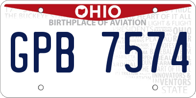 OH license plate GPB7574