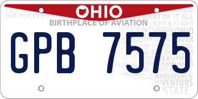 OH license plate GPB7575