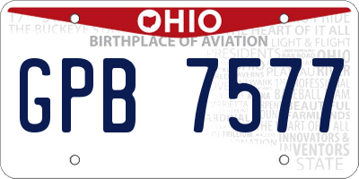 OH license plate GPB7577
