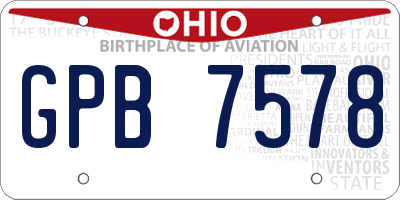 OH license plate GPB7578