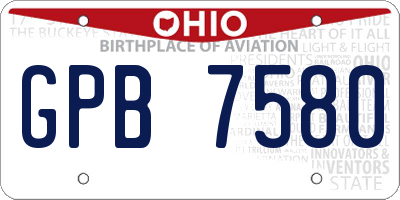 OH license plate GPB7580