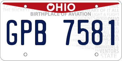 OH license plate GPB7581