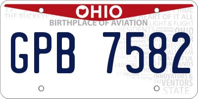 OH license plate GPB7582