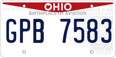 OH license plate GPB7583