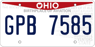 OH license plate GPB7585