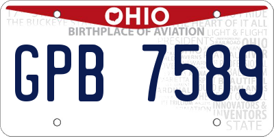 OH license plate GPB7589