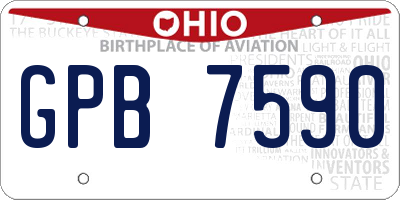 OH license plate GPB7590