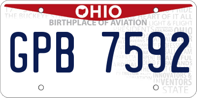 OH license plate GPB7592