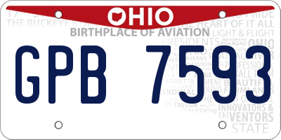 OH license plate GPB7593