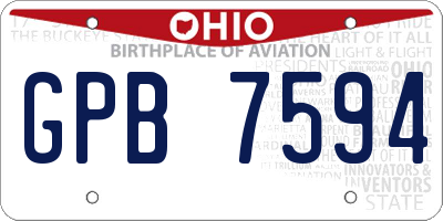 OH license plate GPB7594