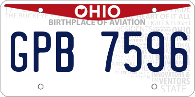 OH license plate GPB7596