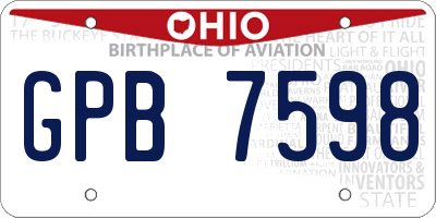 OH license plate GPB7598