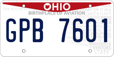 OH license plate GPB7601