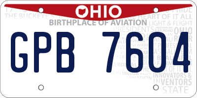 OH license plate GPB7604