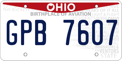OH license plate GPB7607