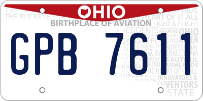 OH license plate GPB7611