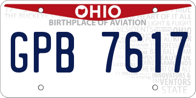 OH license plate GPB7617