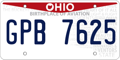 OH license plate GPB7625