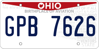 OH license plate GPB7626