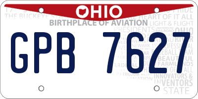 OH license plate GPB7627