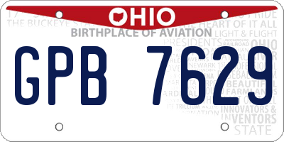 OH license plate GPB7629