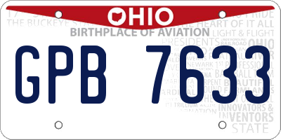 OH license plate GPB7633