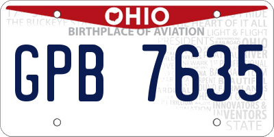 OH license plate GPB7635