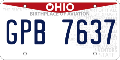 OH license plate GPB7637
