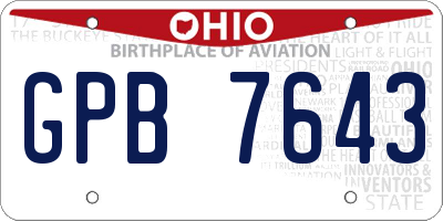 OH license plate GPB7643