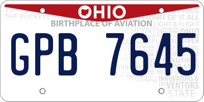 OH license plate GPB7645