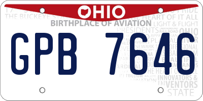 OH license plate GPB7646