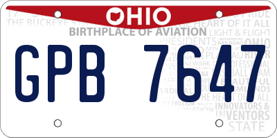 OH license plate GPB7647