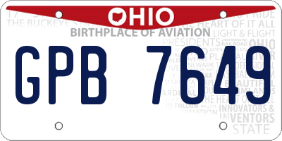 OH license plate GPB7649