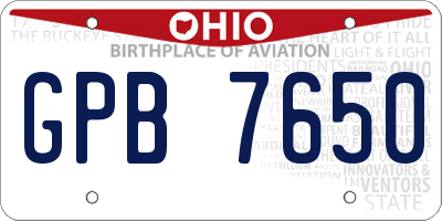 OH license plate GPB7650