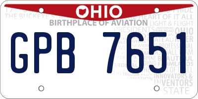OH license plate GPB7651