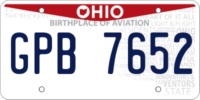 OH license plate GPB7652