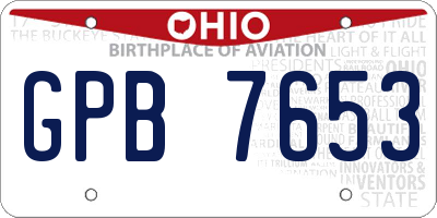 OH license plate GPB7653