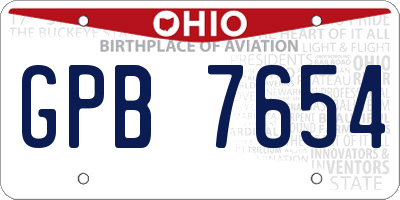 OH license plate GPB7654