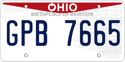 OH license plate GPB7665