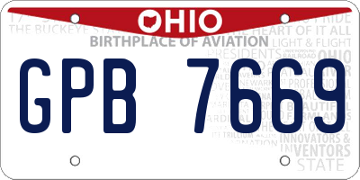 OH license plate GPB7669