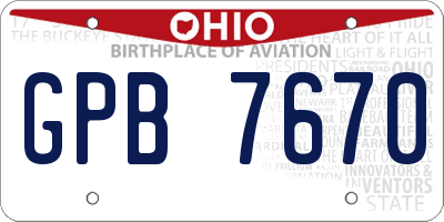 OH license plate GPB7670