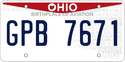 OH license plate GPB7671