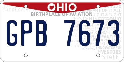 OH license plate GPB7673