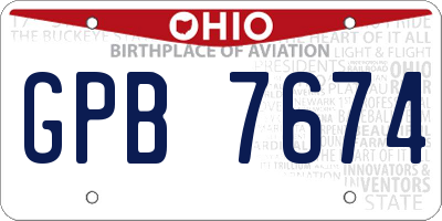 OH license plate GPB7674