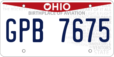 OH license plate GPB7675