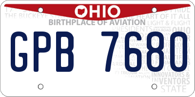 OH license plate GPB7680