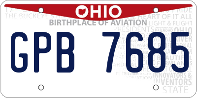 OH license plate GPB7685