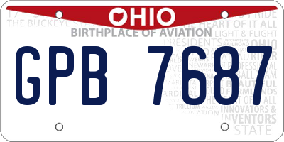 OH license plate GPB7687