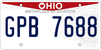 OH license plate GPB7688