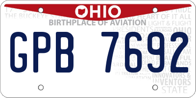 OH license plate GPB7692